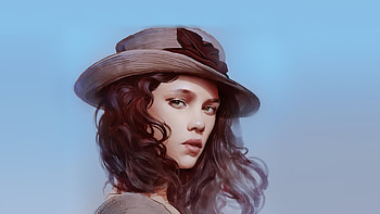 Woman, artwork, green eyes HD wallpaper
