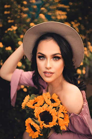 Girl, beautiful eyes, outdoor, flowers HD phone wallpaper