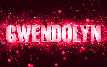Happy Birtay Gwendolyn, , pink neon lights, Gwendolyn name, creative, Gwendolyn Happy Birtay, Gwendolyn Birtay, popular american female names, with Gwendolyn name, Gwendolyn HD wallpaper