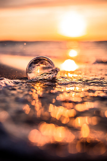 Nature, Sunset, Sea, Waves, Foam, Bubble HD phone wallpaper