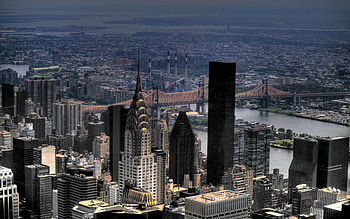 manhattan looking towards queens, bridge, river, skyscrapers, city HD wallpaper