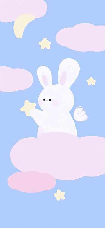 Cute Bunny, blue HD phone wallpaper
