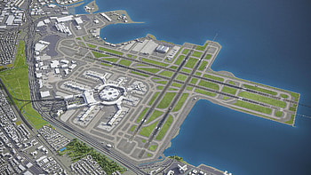 San Francisco Airport, 3D model, 3D City Models, SFO HD wallpaper
