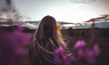 Nature, Twilight, Flower, Miscellanea, Miscellaneous, Dusk, Girl, Hair HD wallpaper