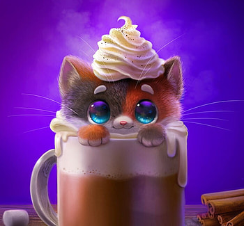 Hot Calicocoa, sweet, pisici, fantasy, cocoa, cute, piper thibodeau, cat, cup HD wallpaper