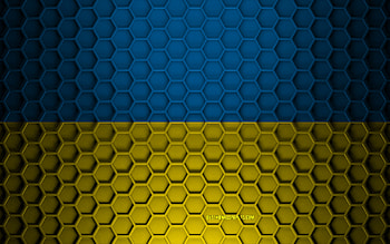 Ukraine flag, 3d hexagons texture, Ukraine, 3d texture, Ukraine 3d flag, metal texture, flag of Ukraine HD wallpaper
