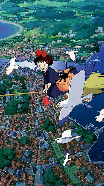 Kiki's Delivery Service, , Cute anime background, Flying delivery HD phone wallpaper