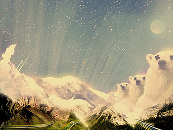 mountains and bears, bears, mountains HD wallpaper