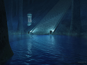 Landscape, Rivers, Fantasy, Night, Ladders HD wallpaper