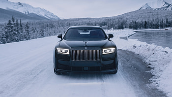 Grey, Black, Rolls Royce, Badge, Ghost, Car, Winter, Snow, Nature, Background, 2 Cars HD wallpaper