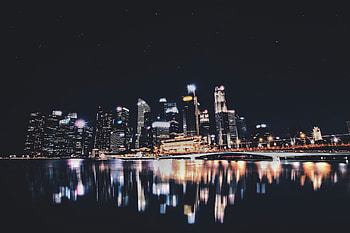 Cities, Night City, City Lights, Panorama, Singapore HD wallpaper