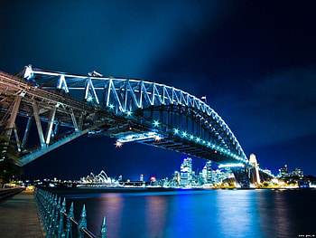 Landscape, Rivers, Bridges, Night HD wallpaper