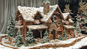 Festive Gingerbread House Decoration, decoration, gingerbread, gingerbread house, Christmas, holiday decor HD wallpaper