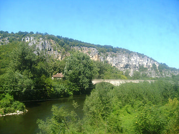 Bridge, river, graphy, rocks, mountain, green, bulgaria, building, trees, nature, sky HD wallpaper