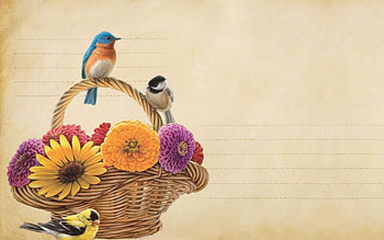 Basket Of Flowers and Birds, sweet, birds, Basket, Floral, flowers HD wallpaper
