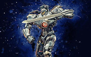 Gipsy Danger, , blue neon lights, Pacific Rim, creative, Mark-3 American Jaeger, Gipsy Danger Pacific Rim HD wallpaper