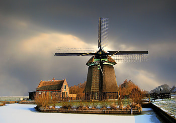 Windmill, Netherlands HD wallpaper