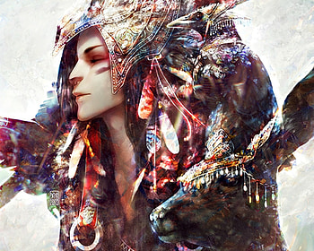 Fantasy girl, animal, bird, fantasy, art, girl, woman, tincek marincek HD wallpaper