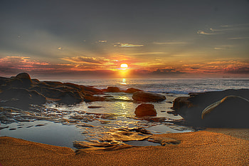 Sunset, beach HD wallpaper