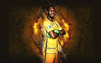 Mike Maignan, France national football team, French football player, goalkeeper, yellow stone background, football, France, grunge art HD wallpaper