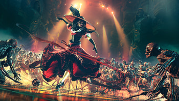 Danse Macabre, fantasy, woman, skeleton, artistic, Digital Art HD wallpaper