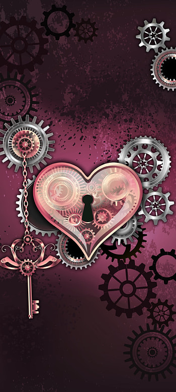 Pink Locked Heart, love, beautiful, magenta, machine, valentine, Samsung HD phone wallpaper