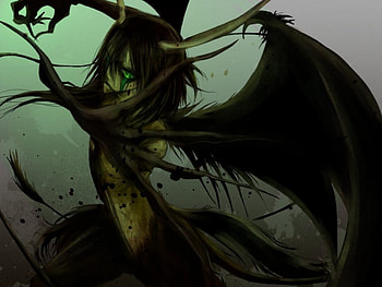 Ulquiorra Schiffer, gothic, ulquiorra, wings, horns, black hair, tail, fur, bleach, arrancar, anime, espada, green eyes, bat wings HD wallpaper