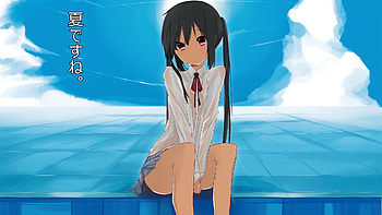 K-on, wet, uniform, black hair, long hair, nakano azusa HD wallpaper