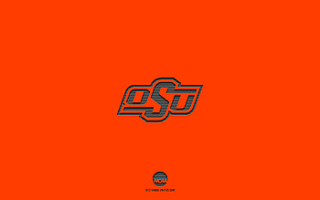 Oklahoma State Cowboys, orange background, American football team, Oklahoma State Cowboys emblem, NCAA, Oklahoma, USA, American football, Oklahoma State Cowboys logo HD wallpaper