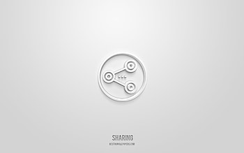 Sharing 3d icon, white background, 3d symbols, Sharing, networks icons, 3d icons, Sharing sign, networks 3d icons HD wallpaper