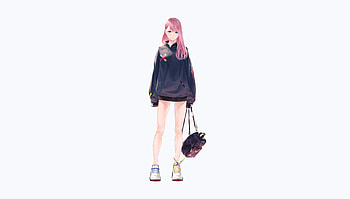 Blue eyes, urban girl, anime, original HD wallpaper