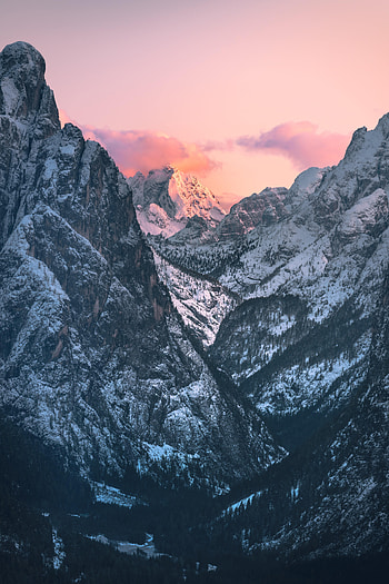 Winter, Nature, Mountains, Twilight, Snow, Dusk HD phone wallpaper