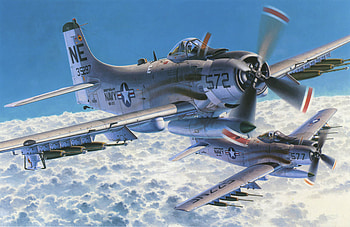 Skyraider Squadron Over Clouds / Douglas A-1 Skyraider in Flight / A-1 Skyraider, military HD wallpaper