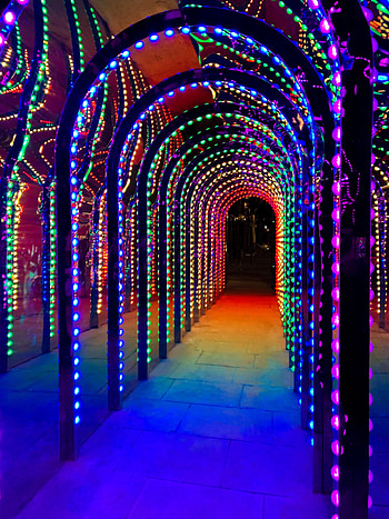 Lights, Miscellanea, Miscellaneous, Multicolored, Motley, Glow, Arch HD phone wallpaper