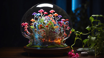 Flowers in a bowl, bowl, plant, glow, nature HD wallpaper