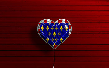 I Love Touraine, , realistic balloons, red wooden background, Day of Touraine, french provinces, flag of Touraine, France, balloon with flag, Provinces of France, Touraine flag, Touraine HD wallpaper