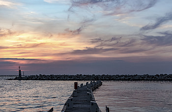 Nature, Stones, Sea, Horizon, Pier HD wallpaper