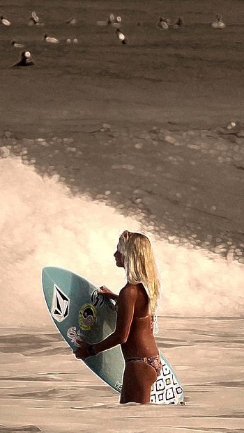 Girl Surfing HD phone wallpaper