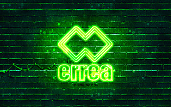 Errea green logo, , green brickwall, Errea logo, brands, Errea neon logo, Errea HD wallpaper