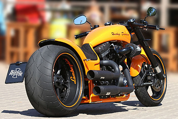 Harley Davidson Lamborghini, rear view, Harley Davidson, Lamborghini, motorcycles, vehicles HD wallpaper
