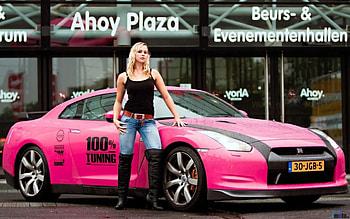 tuning girl, tuning, girl, road, car HD wallpaper
