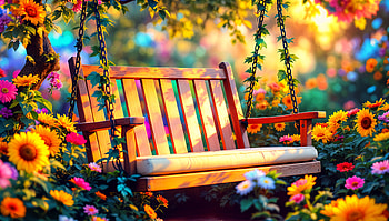 Patio Swing Bliss in Stunning Ultra, patio swing, swing, garden, flower, nature HD wallpaper