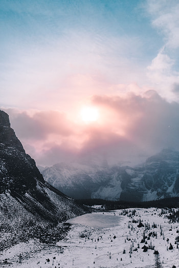 Landscape, Nature, Mountains, Clouds, Snow, Snow Covered, Snowbound, Valley HD phone wallpaper