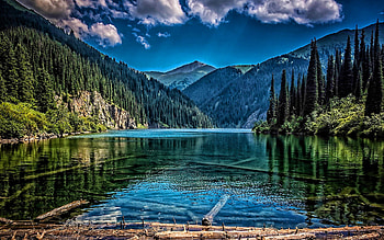 Europe, Alps, summer, R, beautiful nature, mountains, forest, lake HD wallpaper