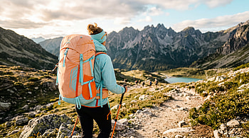 Backpacking Vista —, Hiker, Mountain, Trail HD wallpaper