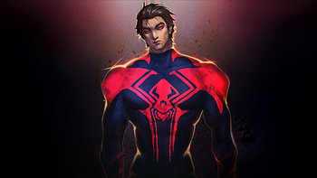 Spider Man 2099 Future Shock, spiderman, spiderman-2099, superheroes, artwork, digital-art, art, pixiv HD wallpaper