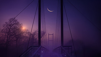 Solitude At Twilights Bridge, bridge, artist, artwork, digital-art HD wallpaper