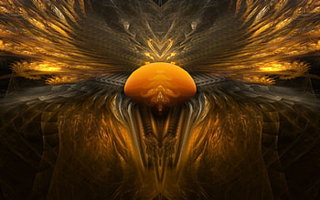 Golden Wings, fractal, orange HD wallpaper