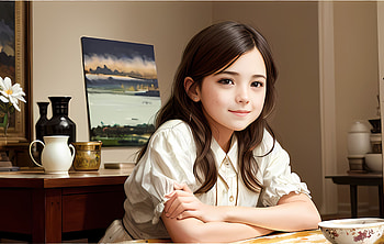 Cute girl, AI Art, white, cute, painting, girl HD wallpaper