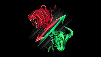 Bull And Bear, crypto, currency, dark, black, others, oled, artist, artwork, digital-art HD wallpaper